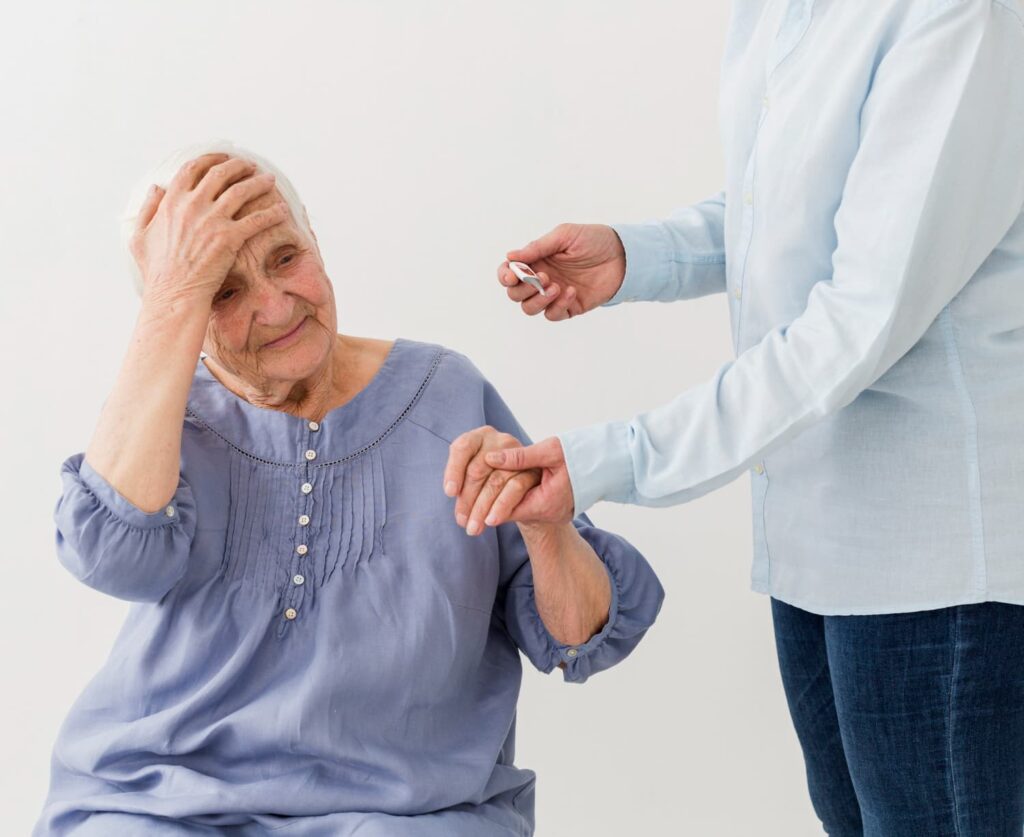 nurse caring for dementia patient